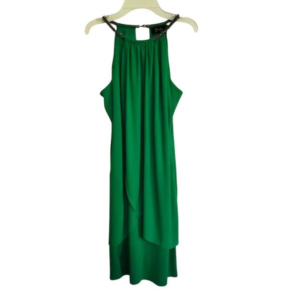 Jessica Simpson Green Tulip Hem Embellished Halter Neckline Size 10 - Picture 11 of 11